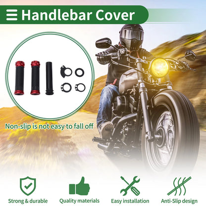7/8" 22mm Motorcycle Hand Grips Cover Kit for Rhombus Black Red