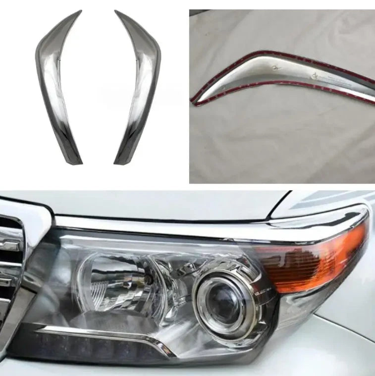 Chrome Front Headlight Eyelid Covers for Toyota Land Cruiser LC200 (2012-2015)