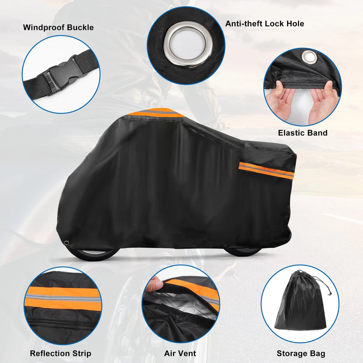 Motorcycle Cover Waterproof for Harley Iron 883 Sportster Cruisers Black