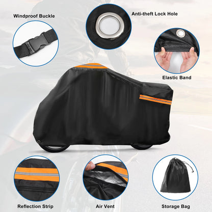 Motorcycle Cover Waterproof for Harley Iron 883 Sportster Cruisers Black