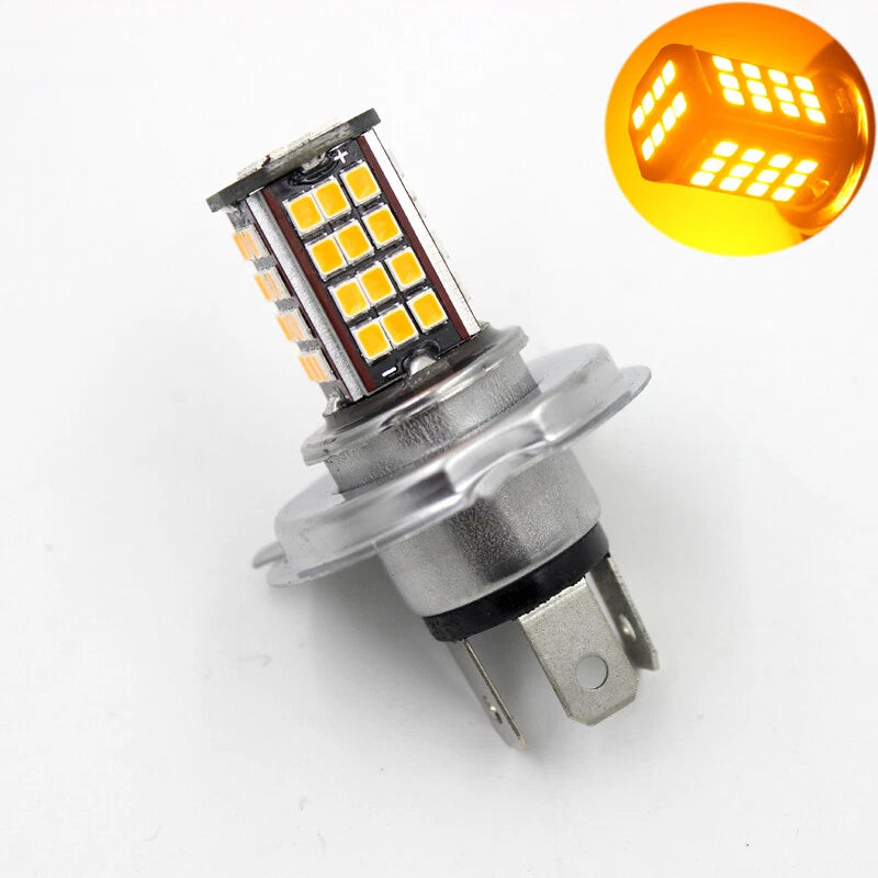 Amber 56SMD H4 LED Lamp Auto Motorcycle Headlight Bulb DC 6V 8W 800LM