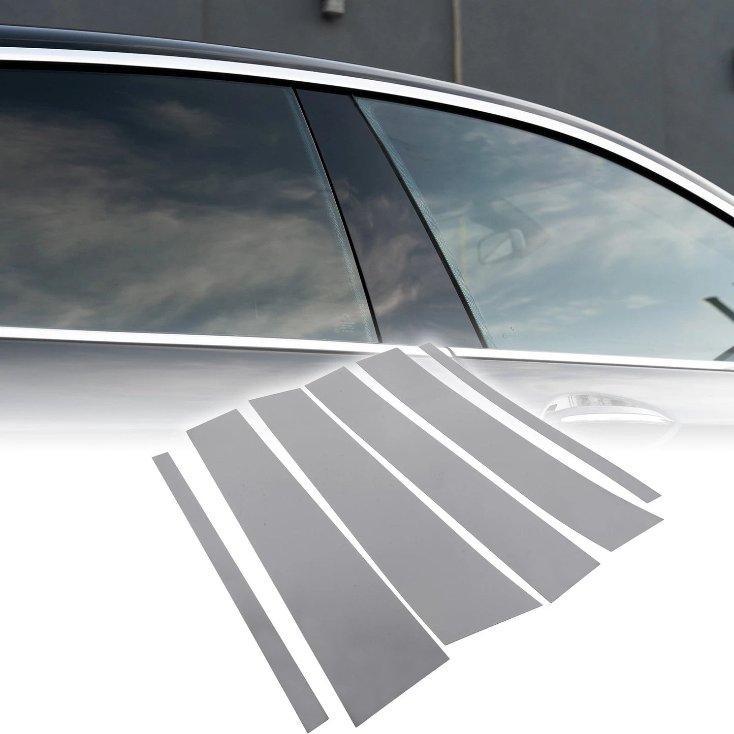 6 x Car Pillar Window Trim Covers for Nissan Titan (2004-2015) Chrome Silver