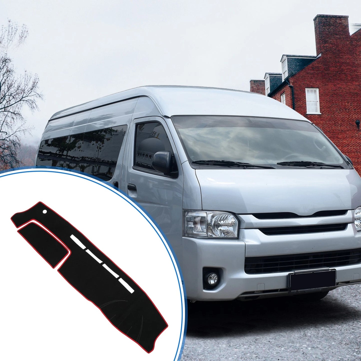 Dashboard Dash Cover Mat for Toyota Hiace Wide Edition Sun Protector Black Red