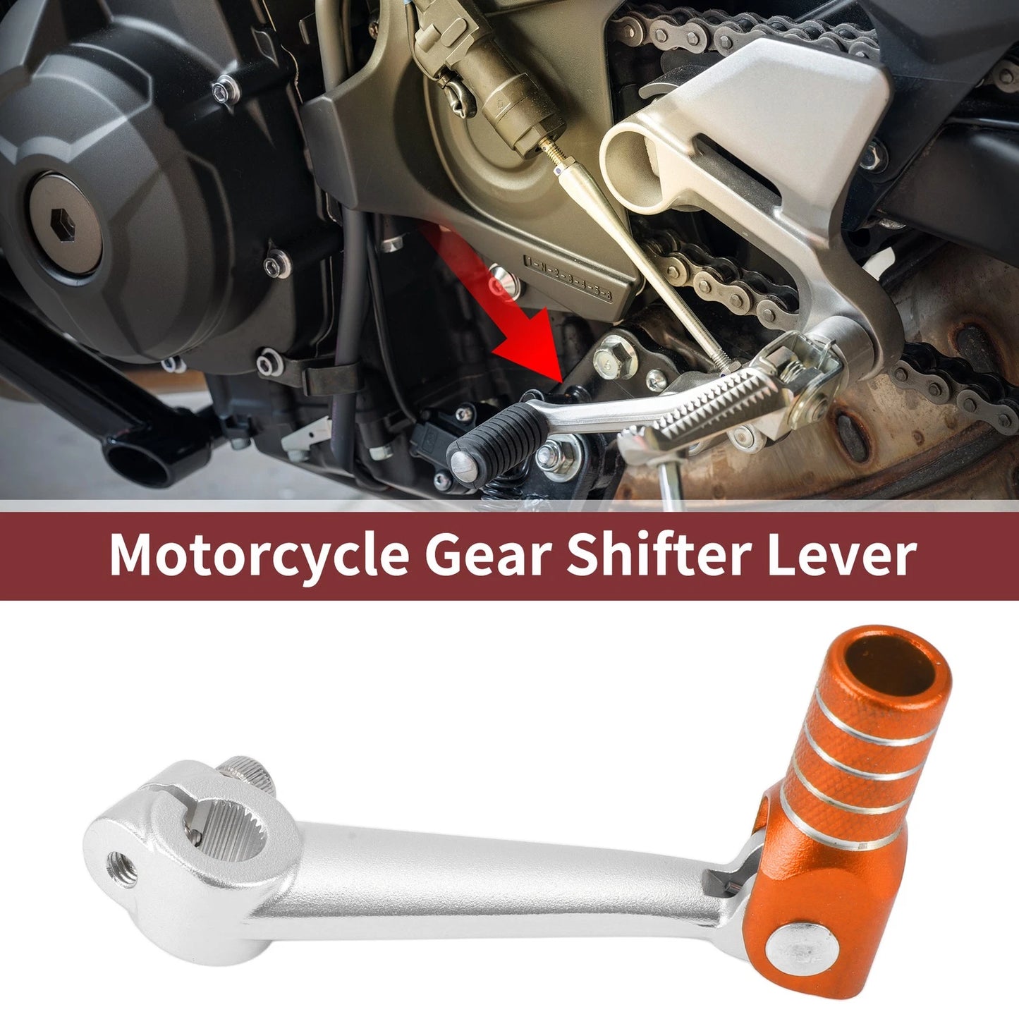 Folding Gear Shift Lever Silver Tone Orange for Bosuer M5