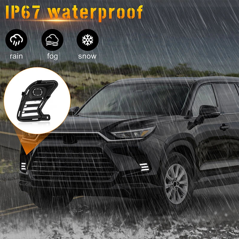 Front Bumper Fog Light Turn Signal LED DRL for Toyota Grand Highlander (2024-2025)