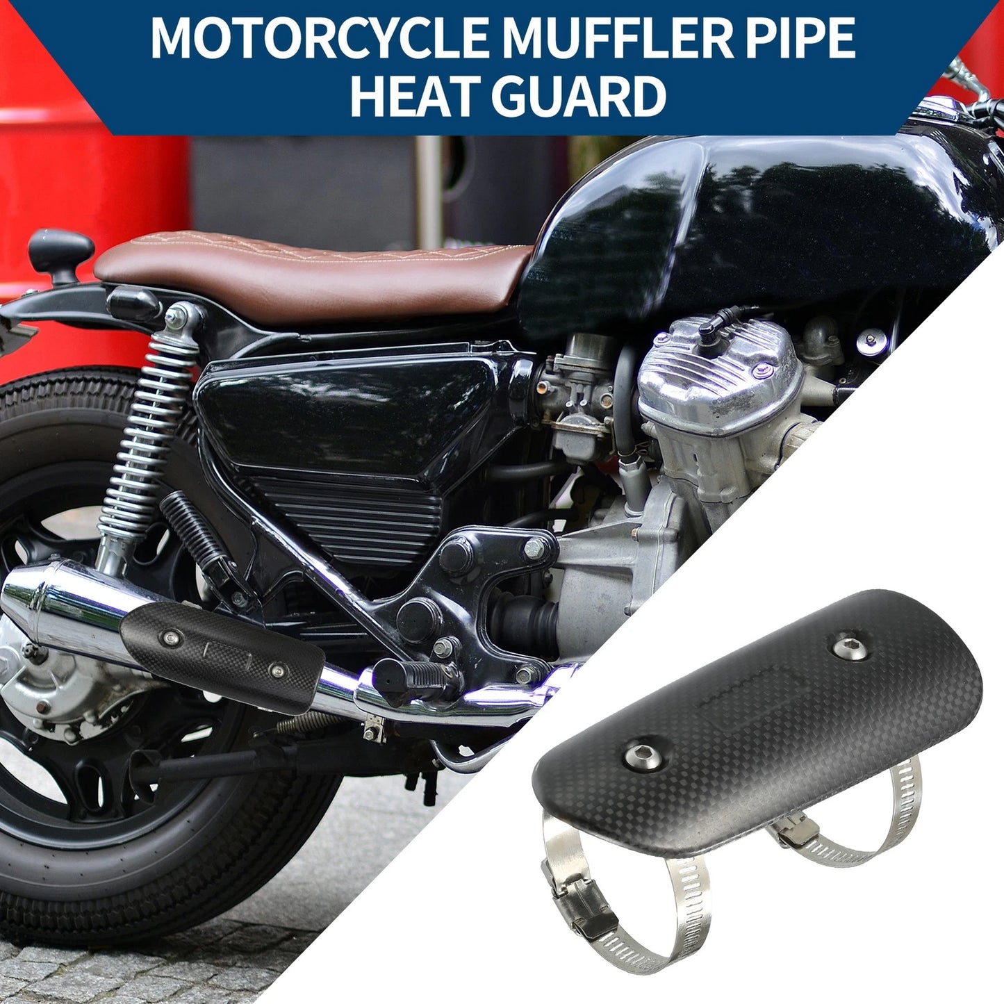 Muffler Heat Guard / 145x62mm / with Clamp Black for Motorcycle