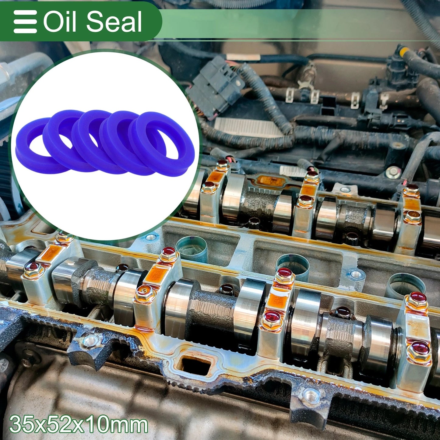 Oil Seal / 35x52x10mm / Rotary Shaft Seal TPU High Pressure Blue, 5 Pcs