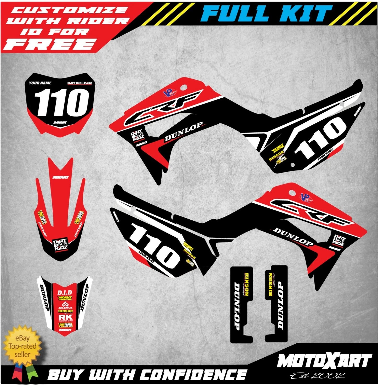 Custom Graphics Full Kit for Honda CRF 110 2019-2023 PYRO STYLE Stickers