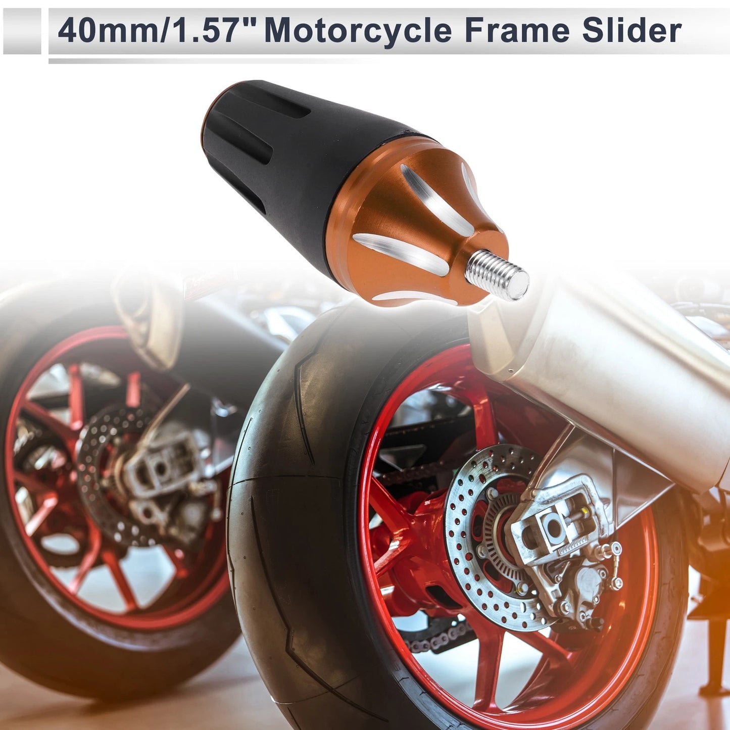8mm Aluminum Alloy Plastic Motorcycle Slider Frame Orange for All Bikes