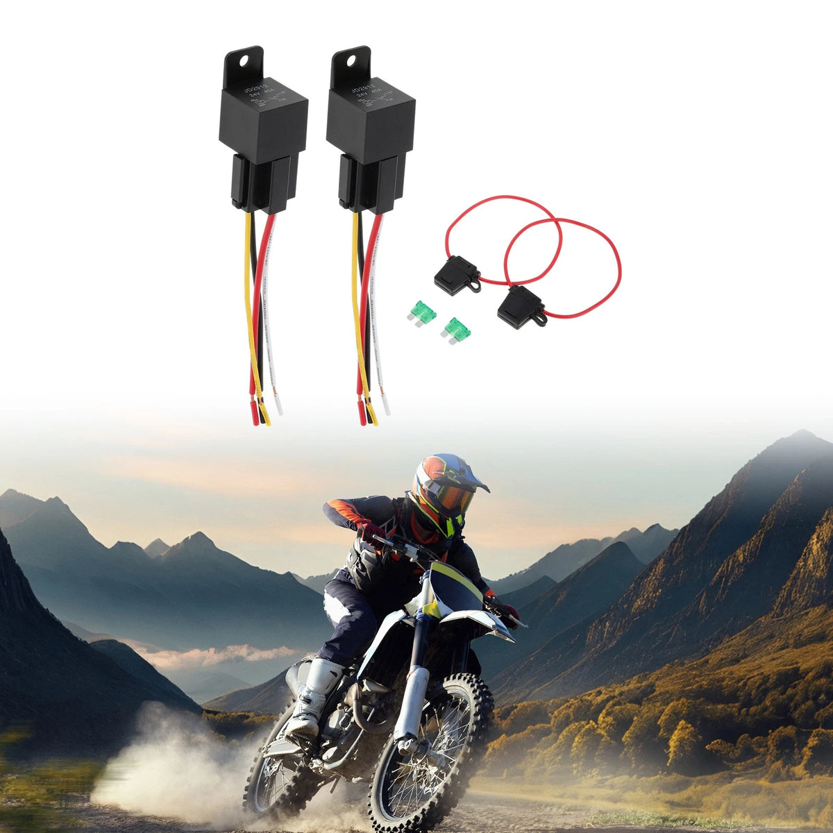 4Pins / 24V 40A / Relay for Motorcycle Car Truck with Sockets Fuses