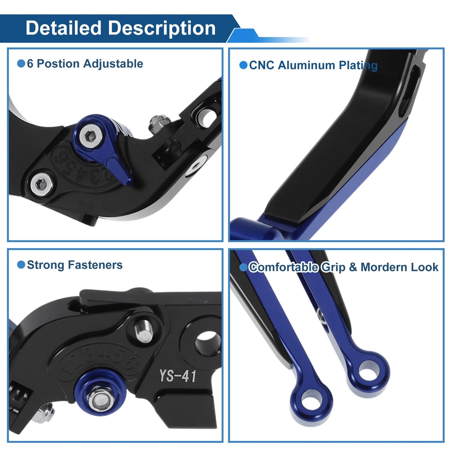 Adjustable Brake Clutch Levers for Suzuki GSXR150 (2017-2020) Black Blue