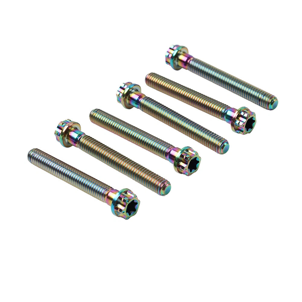 6pcs M8x60mm Titanium Torx Head Flange Screws for Motorcycle Bike