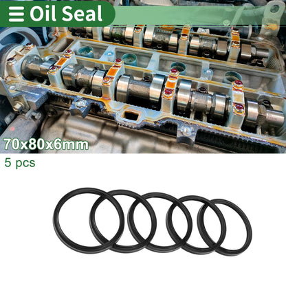Oil Seal 70x80x6mm Black Seal Ring Rotary Shaft NBR Rubber 5 Pcs