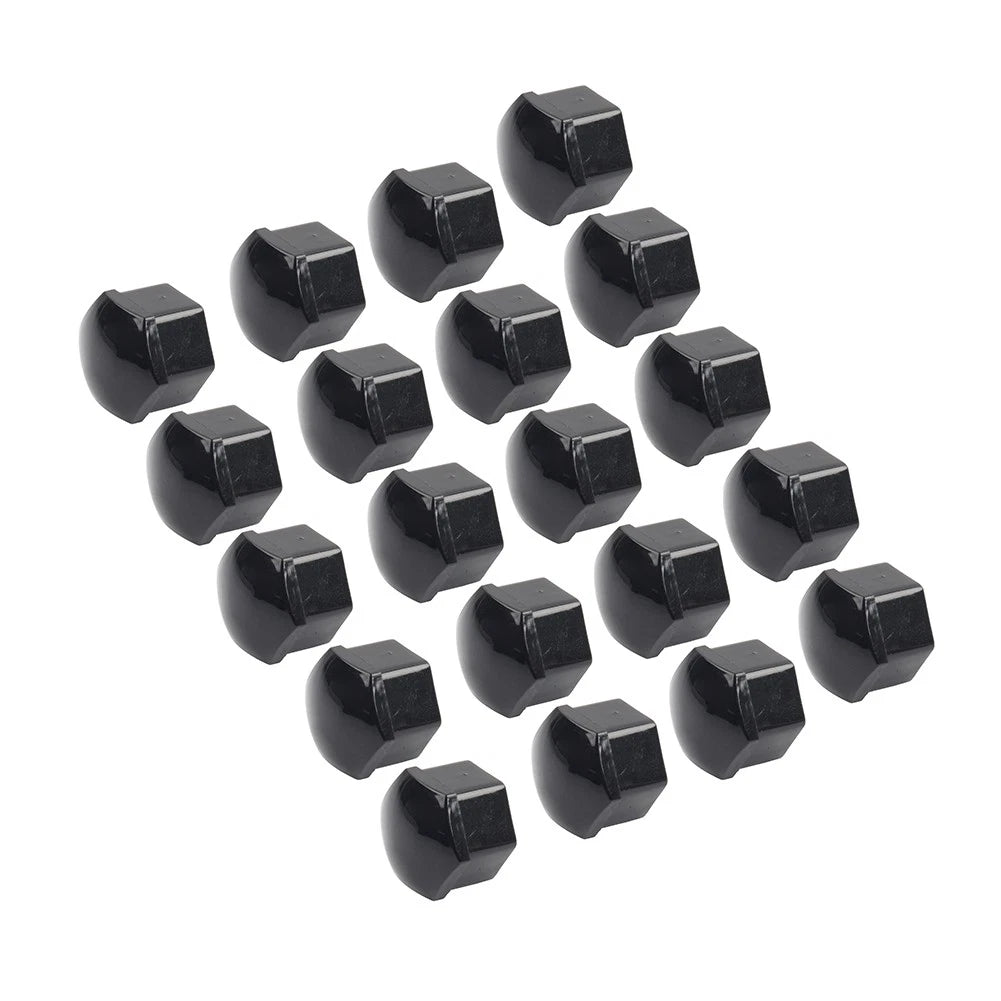 17mm Black Wheel Lug Nut Bolt Cover Caps (20 Pcs) for Car - Fits Various Models