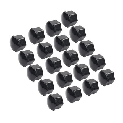 17mm Black Wheel Lug Nut Bolt Cover Caps (20 Pcs) for Car - Fits Various Models