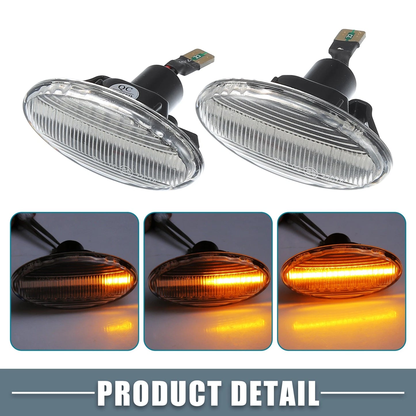 LED Side Marker Amber Light for Mazda 3 (2004-2009) - Clear Lens 1 Pair