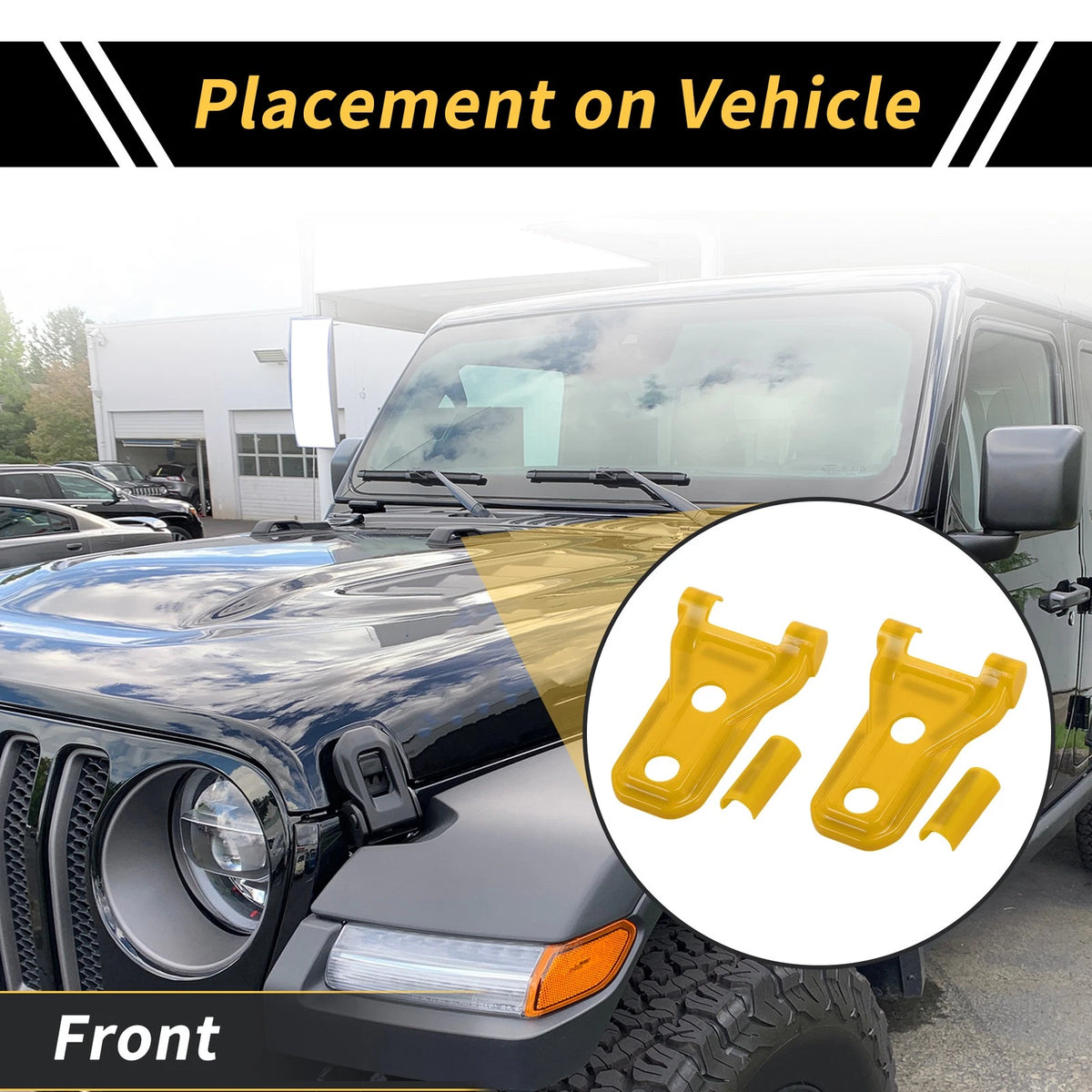 Engine Hood Hinge Cover for Jeep Wrangler JL JLU 2018-2024 - Plastic Yellow