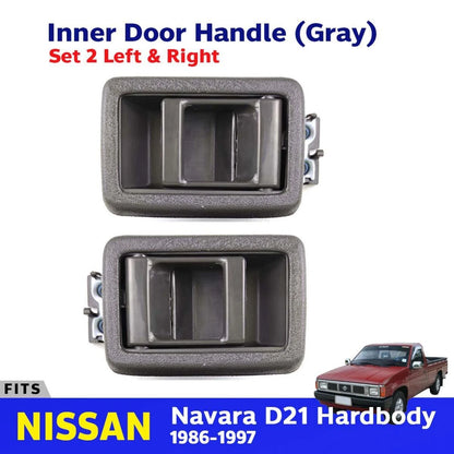 L+R Interior Grip Holder Inner Door Handle Gray Fits Nissan D21 Navara 1986-97
