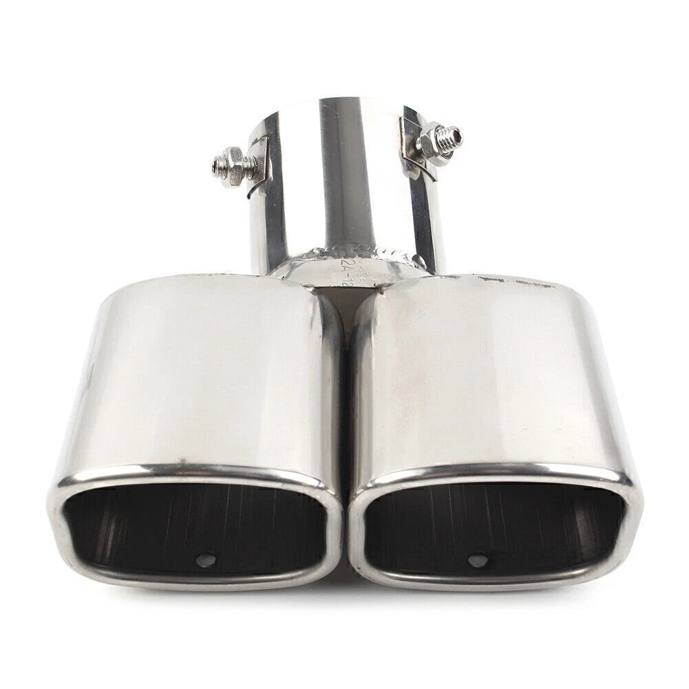 Dual Exhaust Pipe Tail Muffler Tip for Car - Chrome Throat Tailpipe