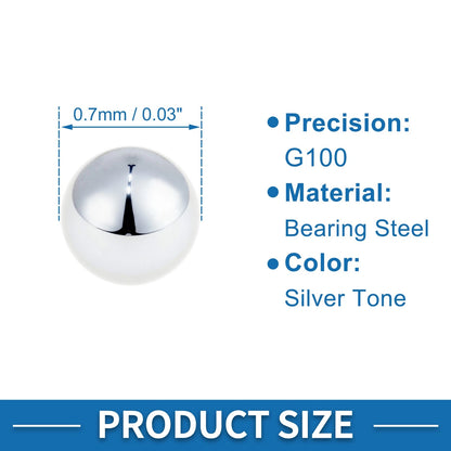 0.7mm Bearing Ball Steel G100 Precision Ball Silver Tone 1500 Pcs for G100