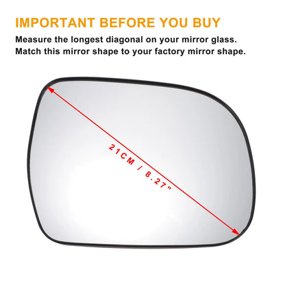 Right Side White Mirror Glass / Back / Non-Heated for TOYOTA Hilux (2004–2011)