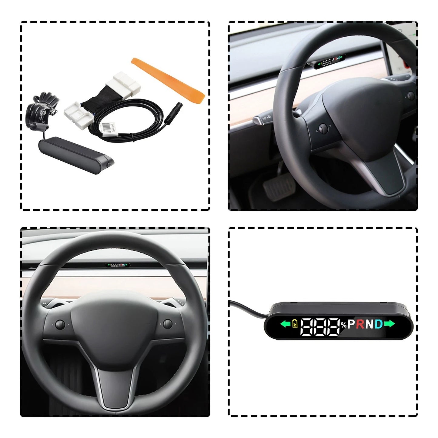 Car HUD Display 1 Pc Door Opening Reminder Electronic for Tesla Model