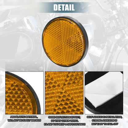 8 Pcs Reflective Round Spoke Orange Self-Adhesive Reflector for Motorcycle