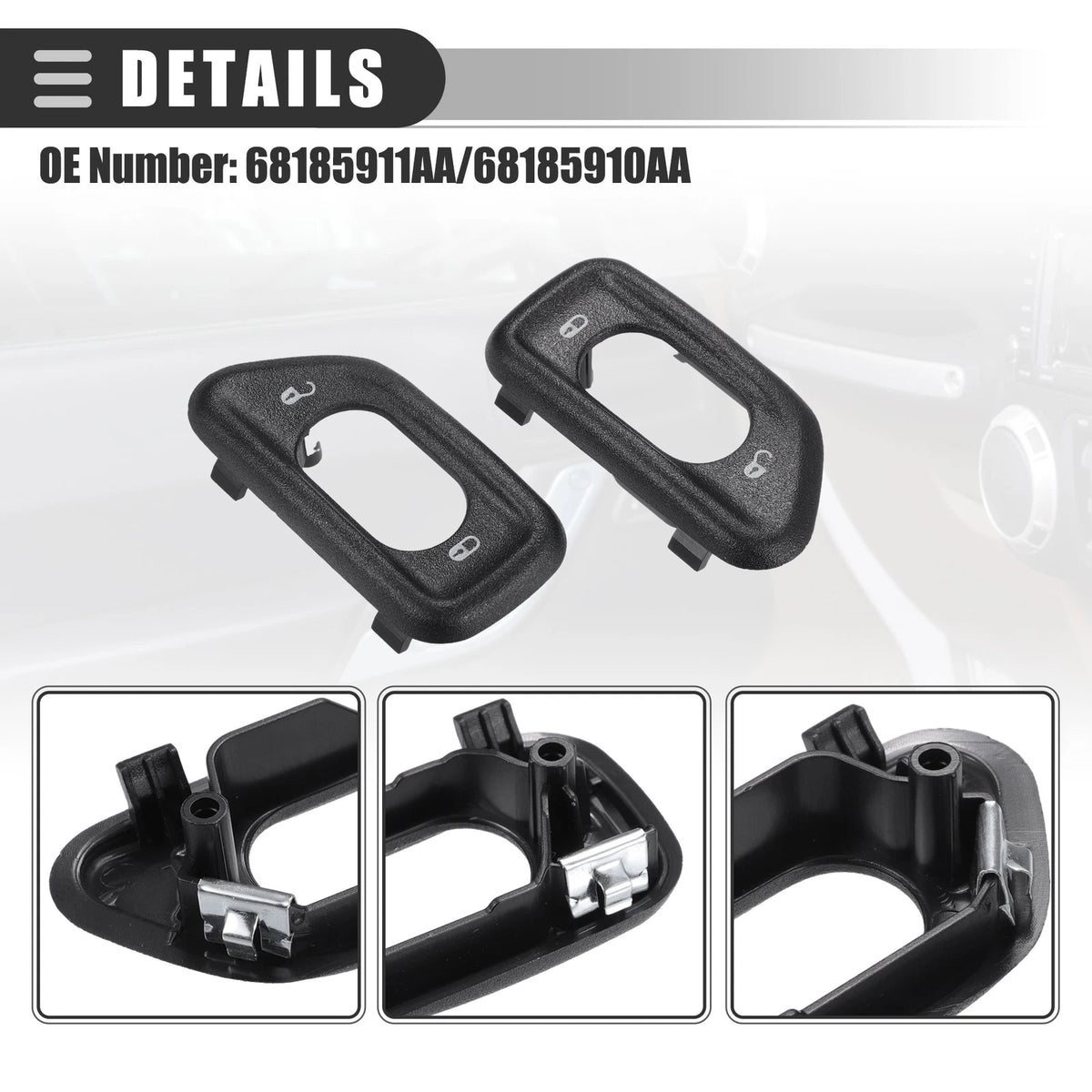 Car Door Lock Switch Bezel for Jeep Wrangler JK (2011-2018) 2 x Bezel