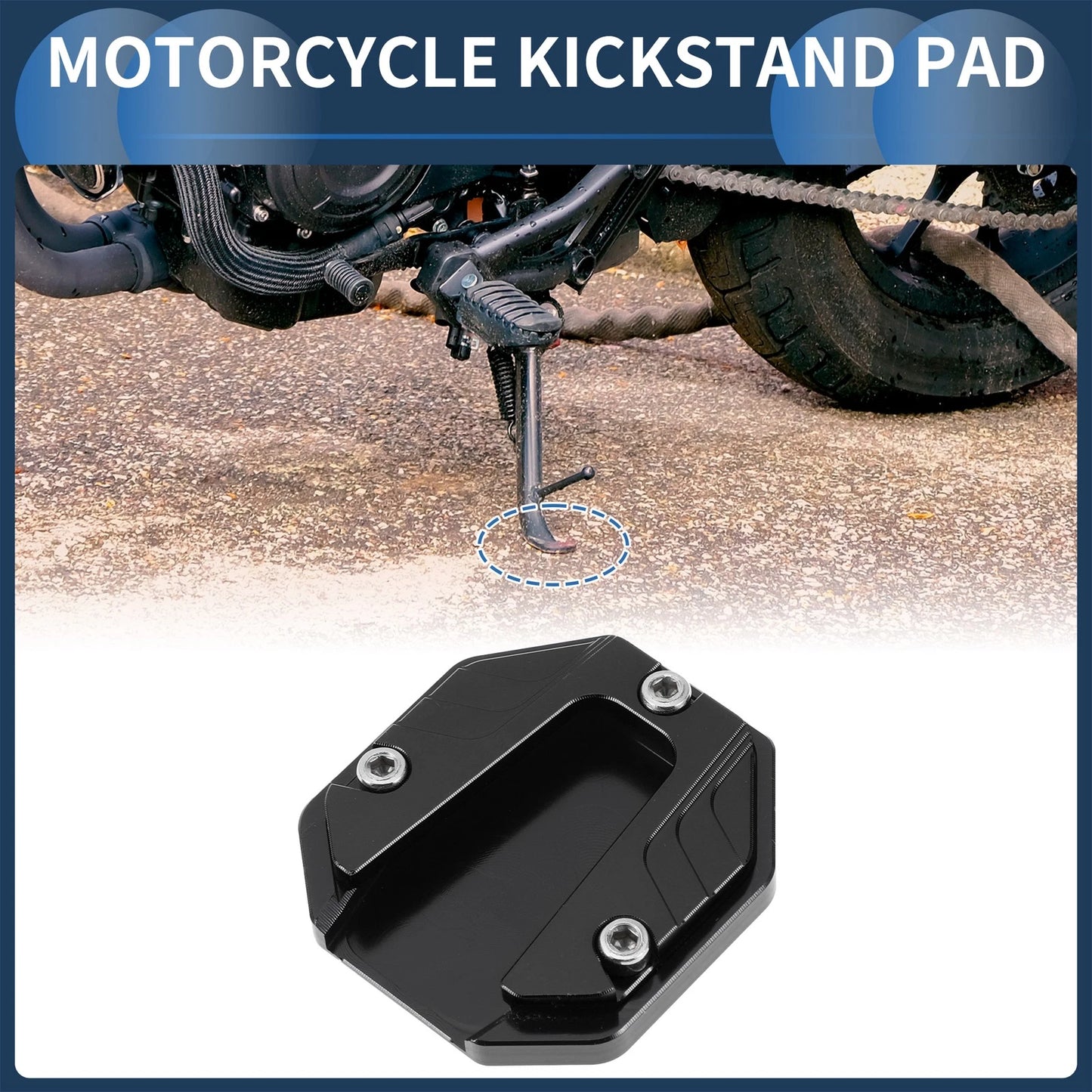 1 Set Motorcycle Kickstand Pad Aluminum Alloy Black