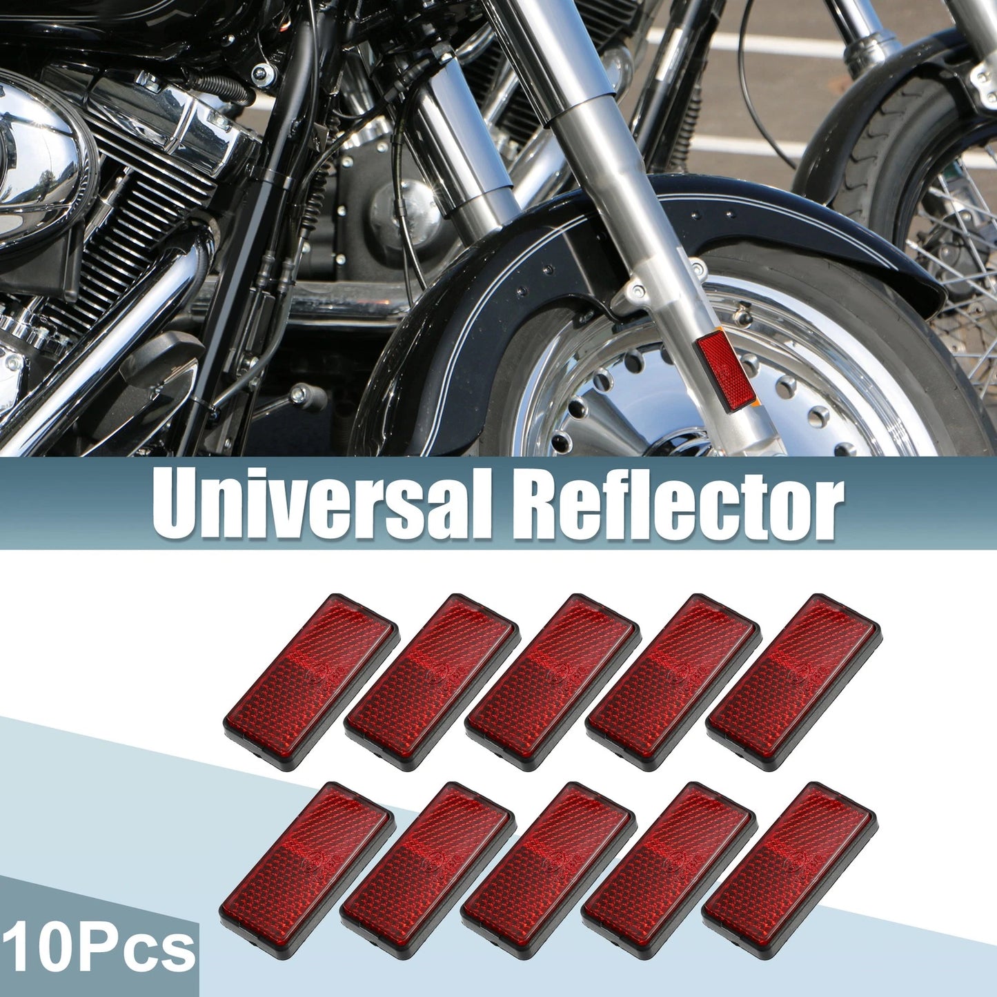 10 x Self Adhesive 56x25mm Motorcycle Spoke Reflective Red