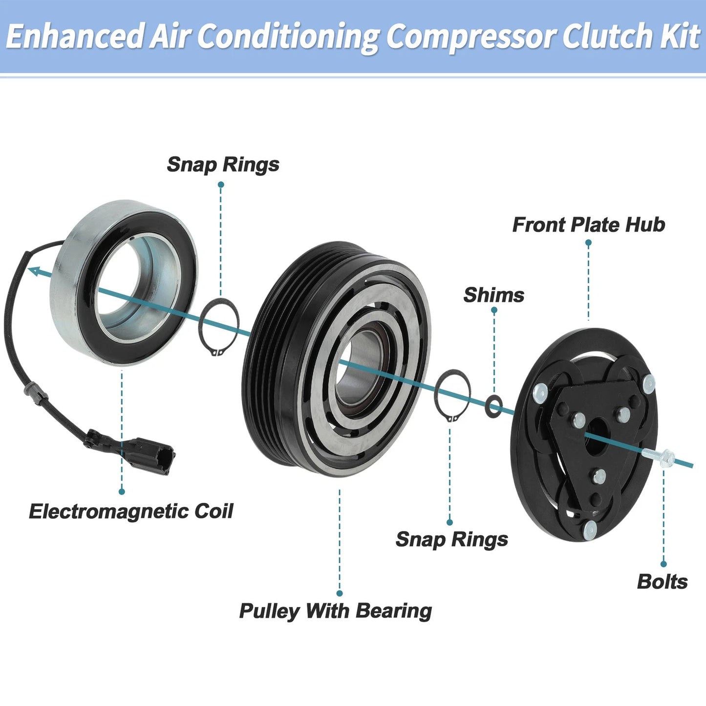 AC Compressor Clutch Kit for Subaru Forester, Impreza, WRX, STI (2001-2023)