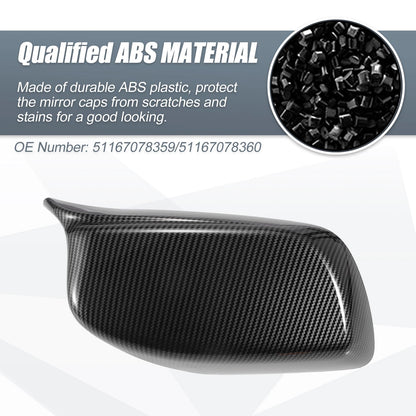Rearview Mirror Cover Cap 2 x Black Carbon Fiber for BMW 5 Series 6 Series