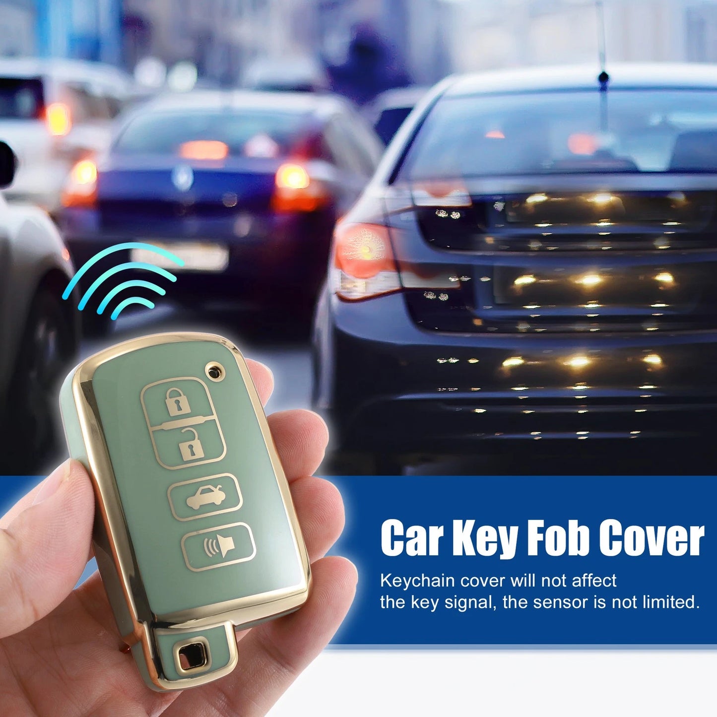 TPU Car Remote Key Fob Cover Shell Case for Toyota Avalon Camry Green