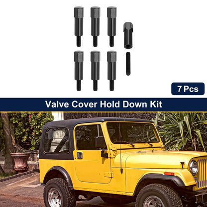 Valve Cover Hold Down Kit 7 x Pcs for Jeep CJ7 (1976-1986) Black Metal