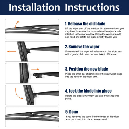 2 x Rear Windshield Wiper Blades for Lexus CT200h (2011-2017)