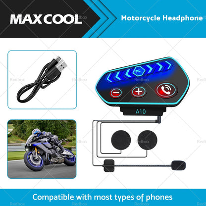 Wireless Motorcycle Helmet Headset Intercom Bluetooth 5.0 for Motorbike