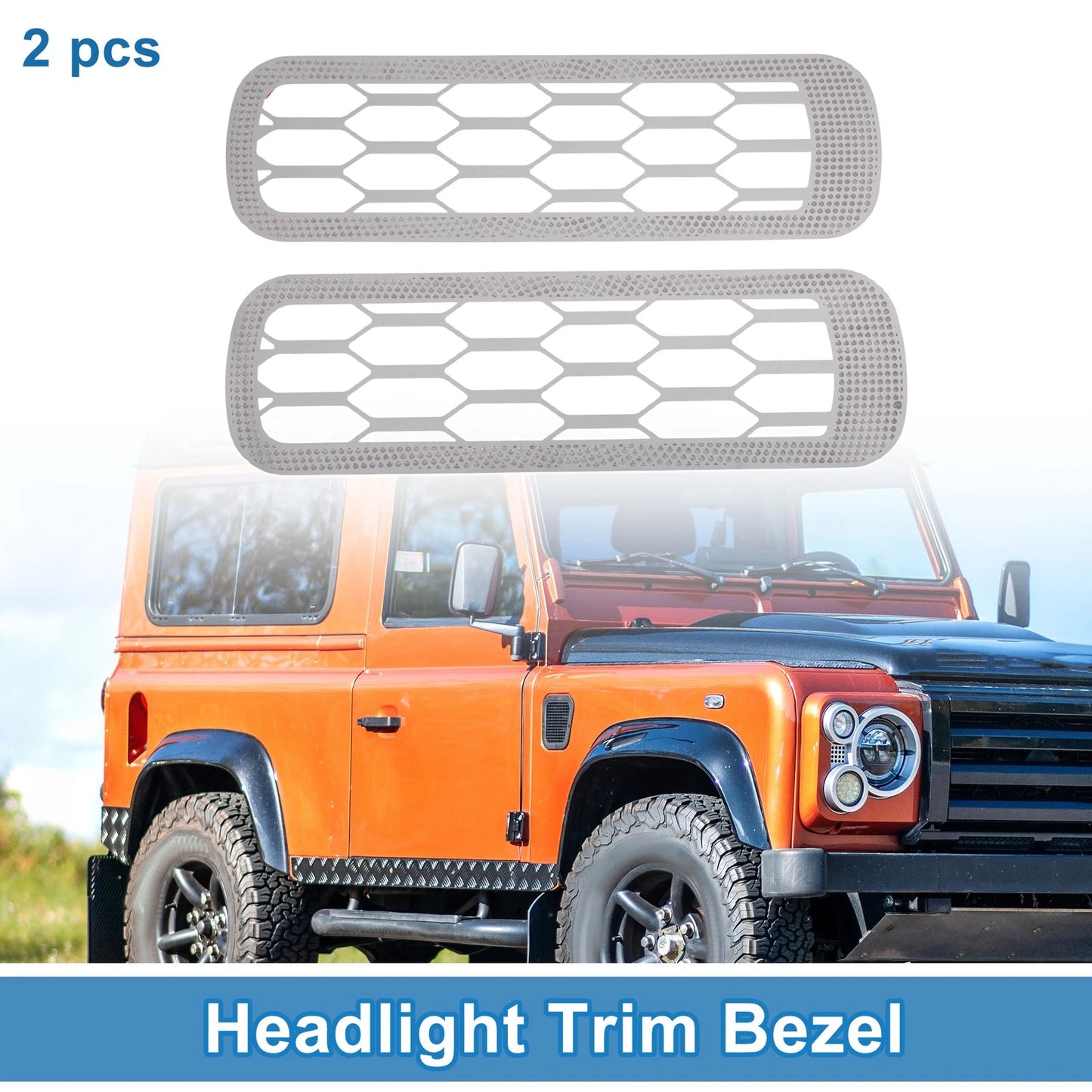 Car Front Left & Right Headlight Trim Bezels for Land Rover Defender (1994-2016)