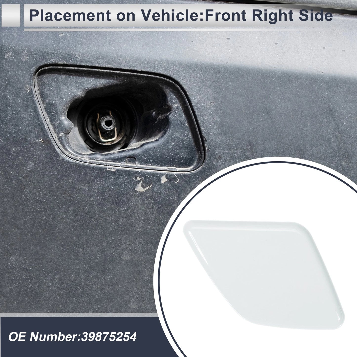 White Front Right Bumper Headlight Washer Nozzle Cover for Volvo XC90 (2003-2014)