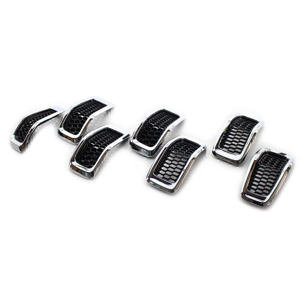 Chrome Honeycomb Grille Inserts Cover Trim for Jeep Cherokee (2014-2018)