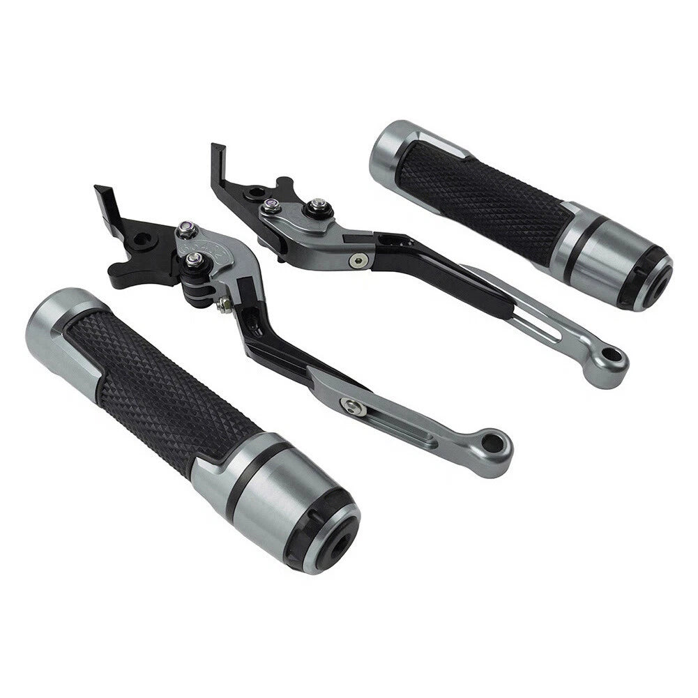 Titanium Extendable Brake Clutch Levers & Handlebar Grips for Kawasaki ZX636R (2003-2006)