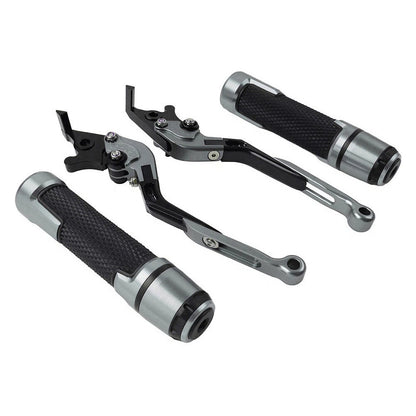 Titanium Extendable Brake Clutch Levers & Handlebar Grips for Kawasaki ZX636R (2003-2006)