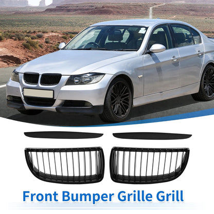 Hood Bumper Grille for BMW 325i E90 (2006-2013) Matte Black Pair