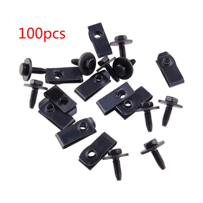 100 x Body Bolts & U-Groove Clips M6 Hex 10mm for Ford Truck (Fits Various Years)