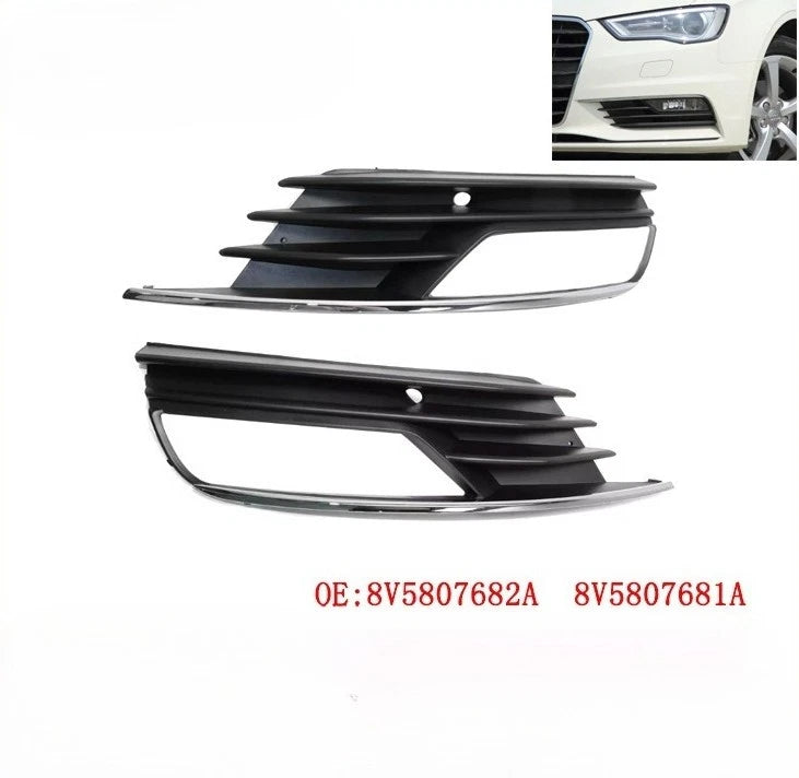 Pair Front Bumper Fog Light Grille Cover for Audi A3 Quattro 8V (2013–2020)