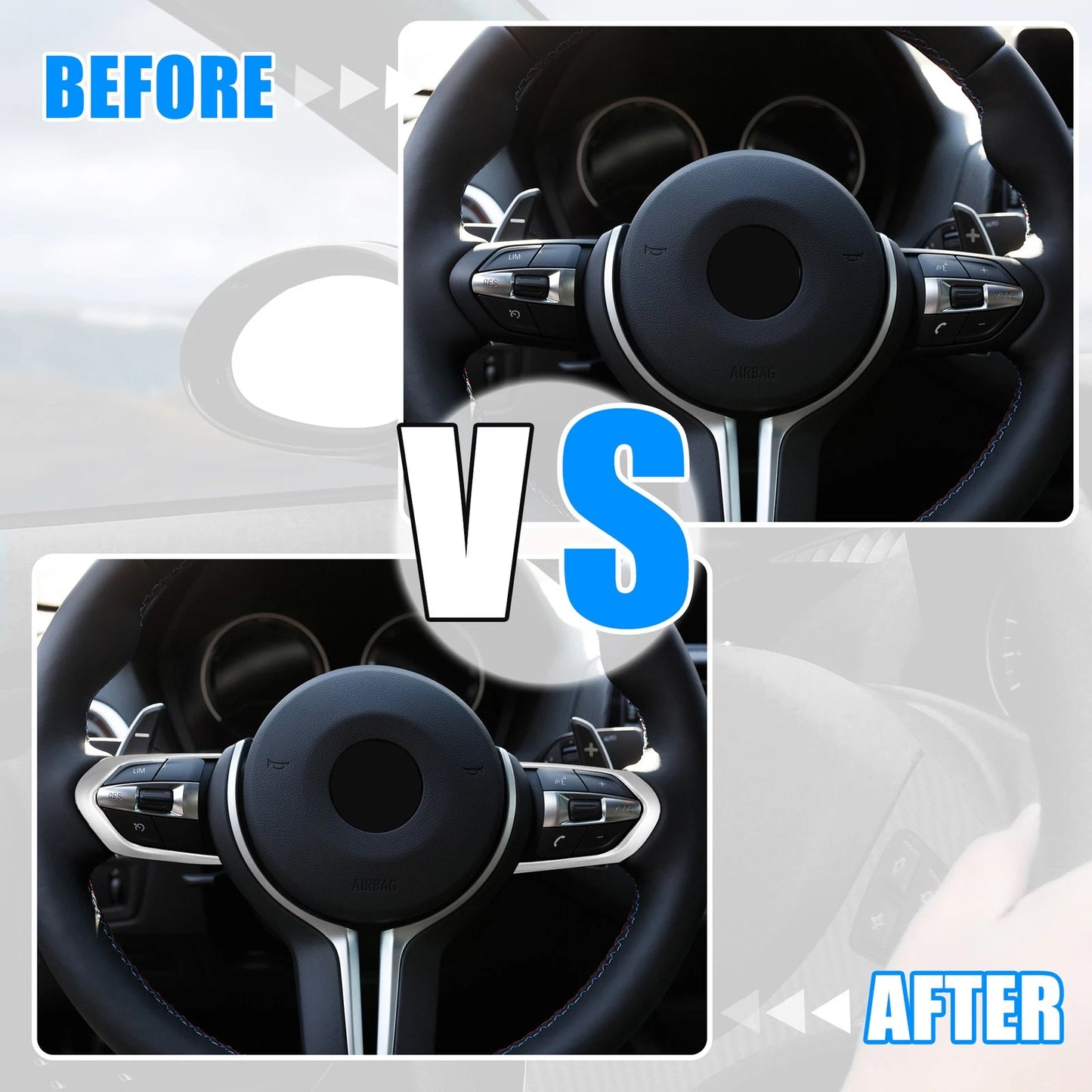ABS Plastic Silver Tone Steering Wheel Cover Trim for BMW M2 (2016-2020)