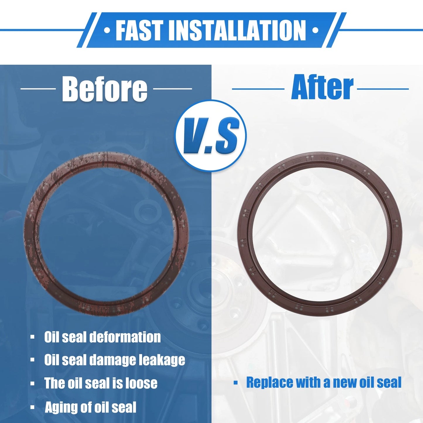 Engine Crankshaft Oil Seal for Toyota 4Runner 2003-2019 (2 x Rubber Seals)
