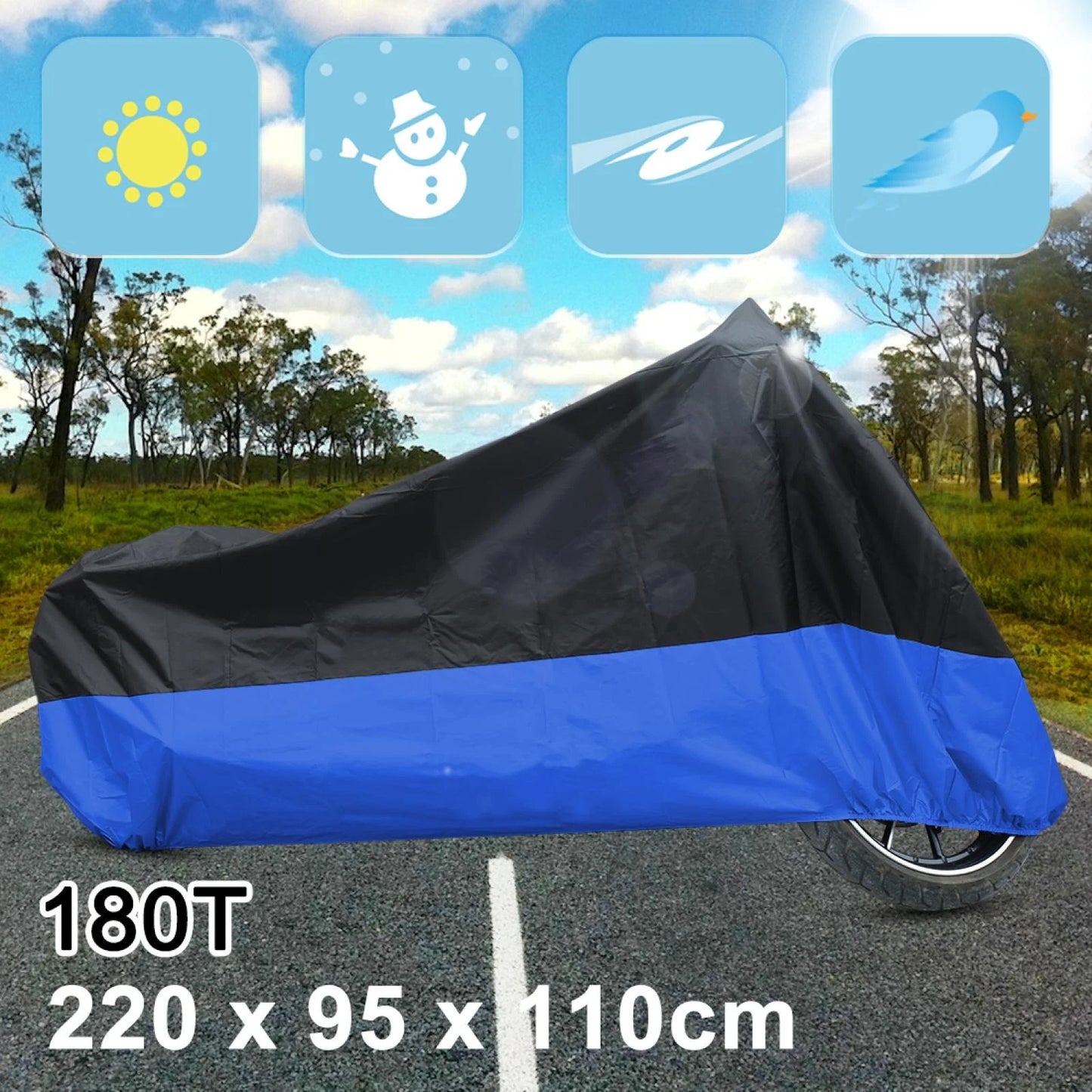 L Rain Dust Motorcycle Cover Blue Outdoor Waterproof UV for Make Model
