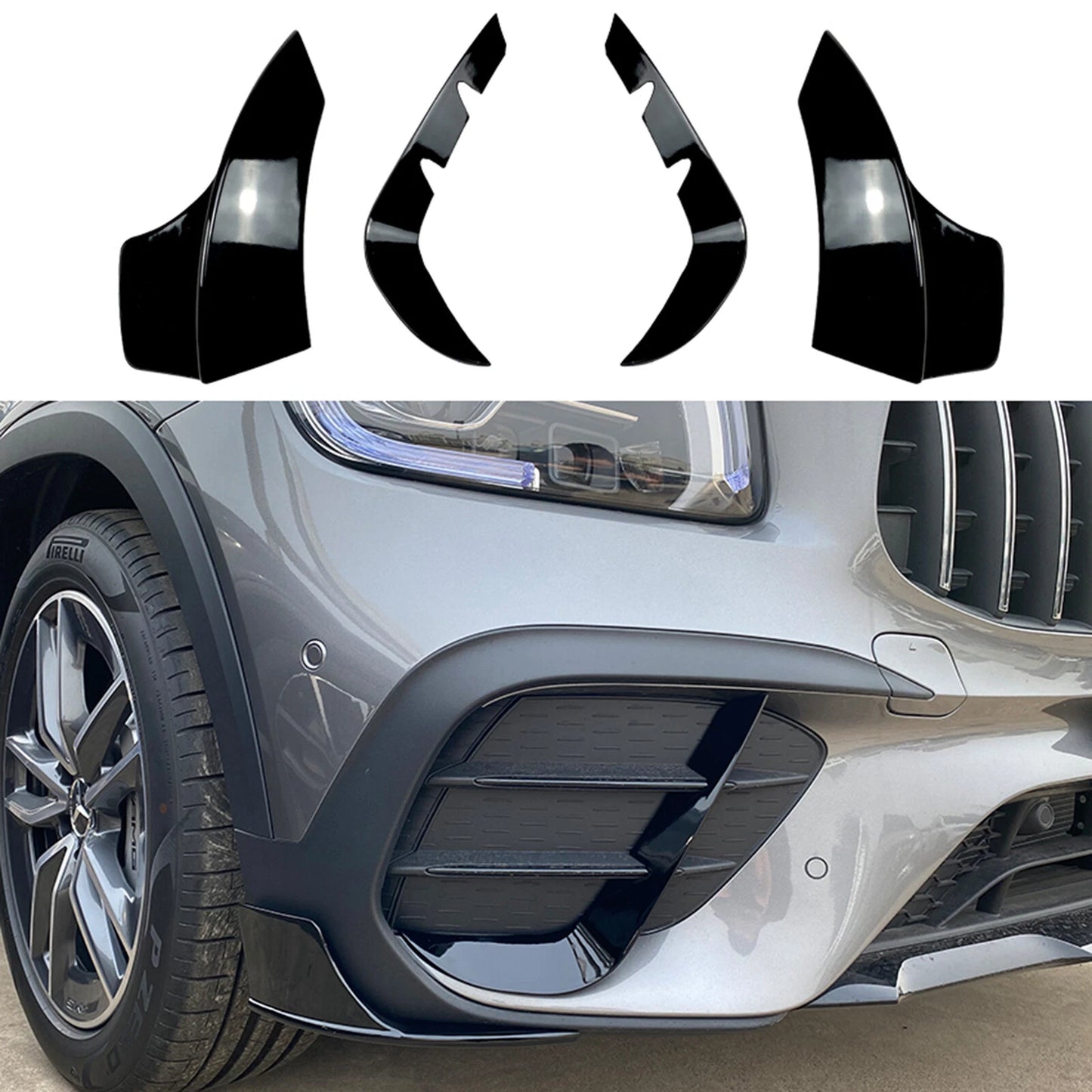 Gloss Black Front Side Air Vent Trims for Benz GLB X247 (2019-2023) 4 x pcs