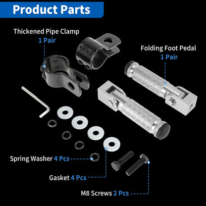 Universal Rear Footrest for Honda, Suzuki, Kawasaki - 1 Pair