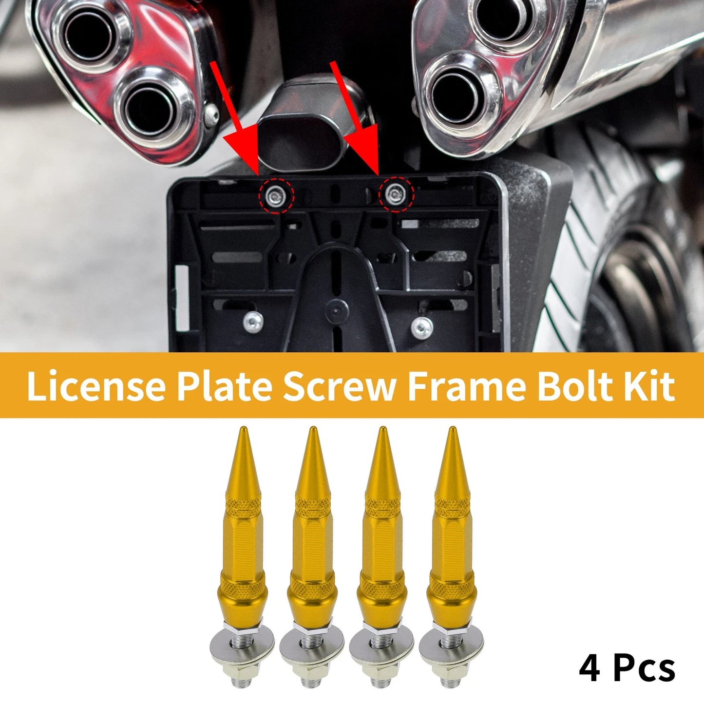 M6 82mm License Plate Screws Cover 4 pcs for Universal Motorcycle